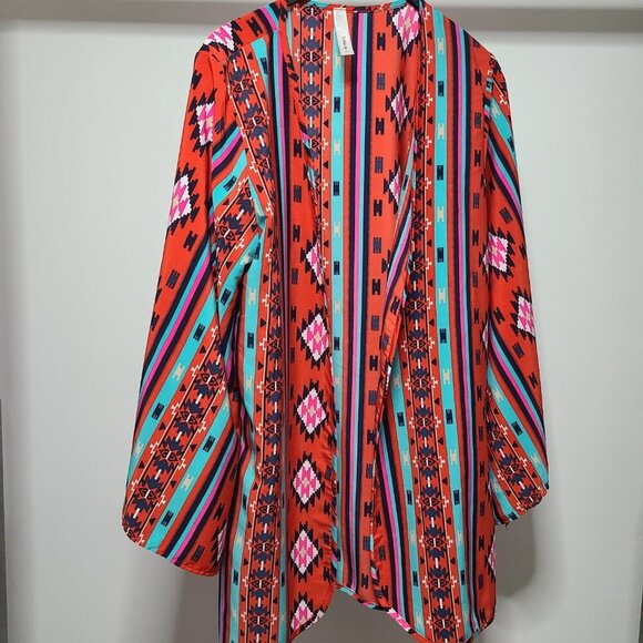 Yahada Dresses & Skirts - Yahada Western Aztec Designed Fringe Above Knee Bell Sleeve Dress Size L